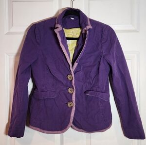 Boden Purple Women's Button Front Cottom Blazer US 6